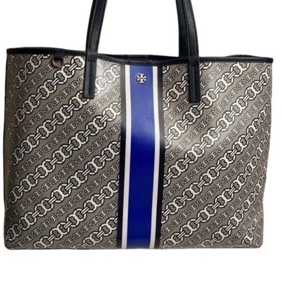 Tory Burch blue and gray Gemini link tote bag large - Picture 1 of 13